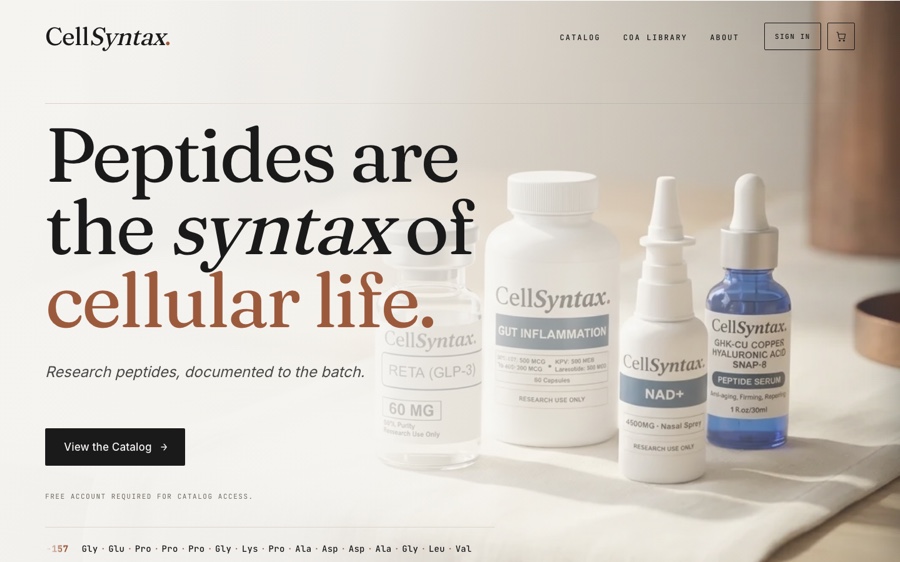 CellSyntax website homepage